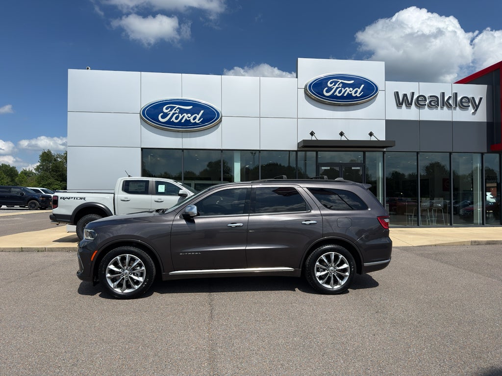 2021 Dodge Durango Citadel in Granite Clearcoat — front three-quarter view