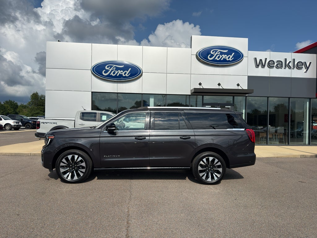 2025 Ford Expedition MAX Platinum in Gray — front three-quarter view