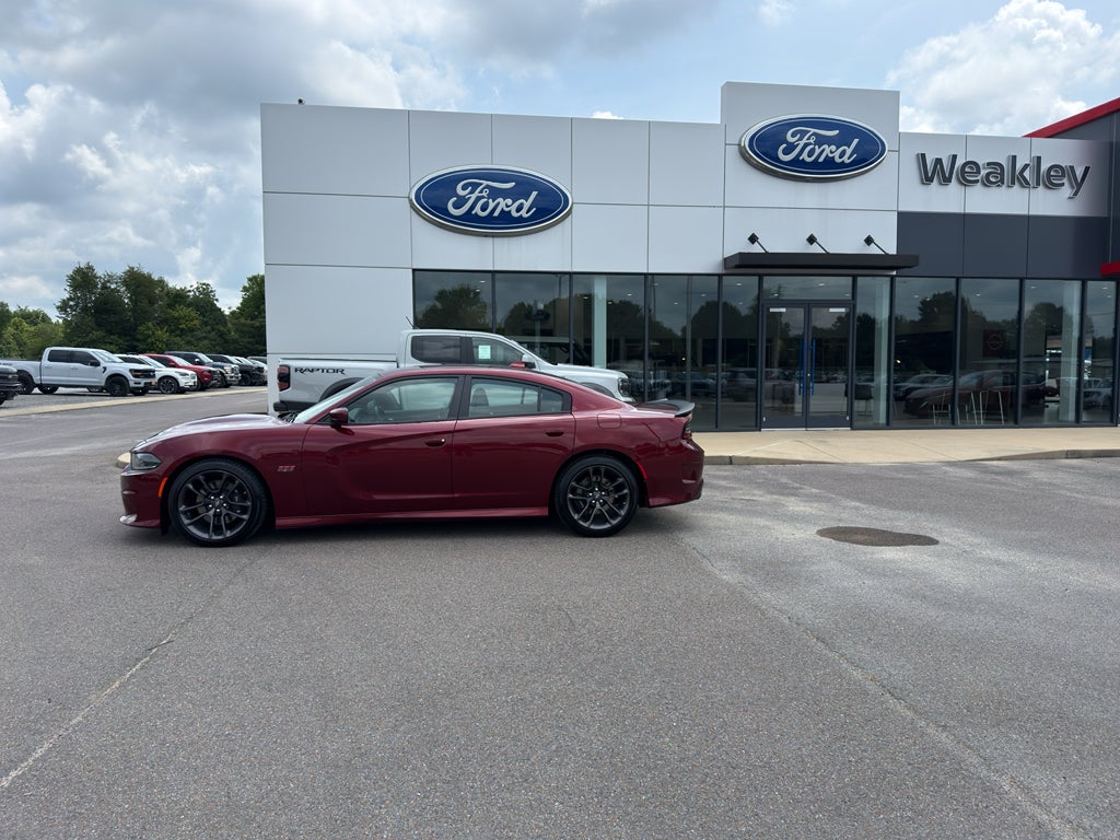 2020 Dodge Charger Scat Pack in Octane Red Pearlcoat — front three-quarter view