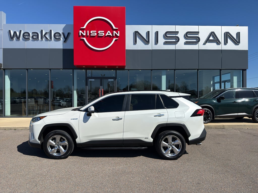 2020 Toyota RAV4 Hybrid Limited in Blizzard Pearl — front three-quarter view