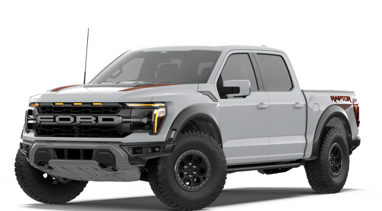 2026 Ford F-150 Raptor in Avalanche — front three-quarter view